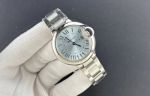 Ballon Bleu De Cartier 33mm 762 Quartz Movement SS Strap Ice Blue Face Women Watch